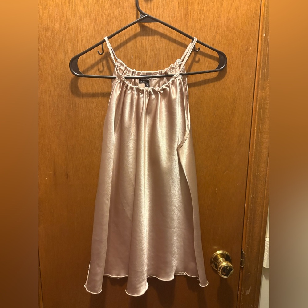 Champagne gold satin silk tank top